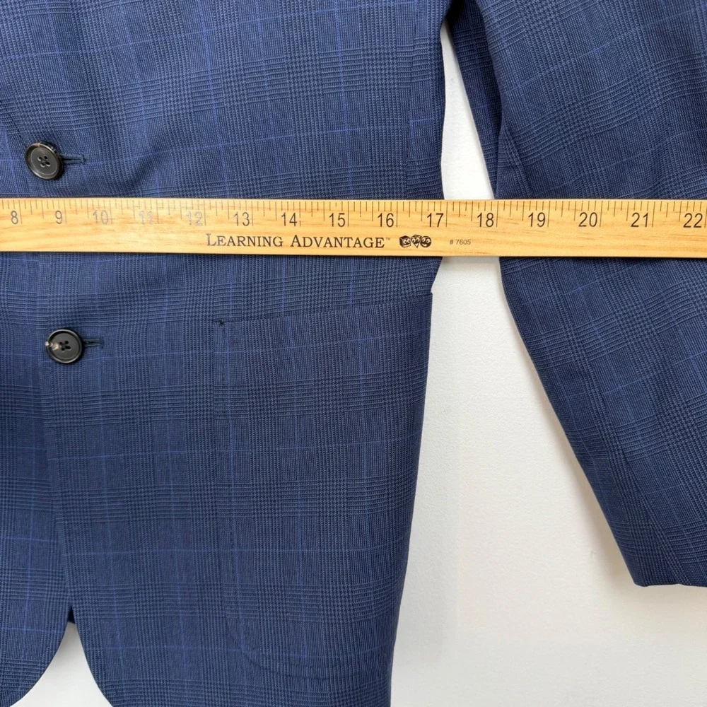 Billy Reid 38 X 31 Heirloom Mens Blue Glen Plaid 2-Button Suit USA Made Tailored